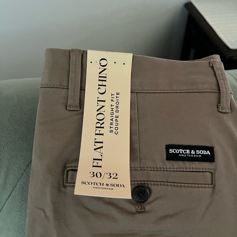 Scotch & Soda Tan Chino Khakis with Smooth Cotton Finish cappuccino color